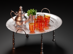The Moroccan Tea Set with sugar and Mint 3D Модель