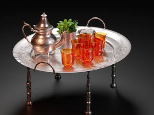 The Moroccan Tea Set with sugar and Mint 3D Model