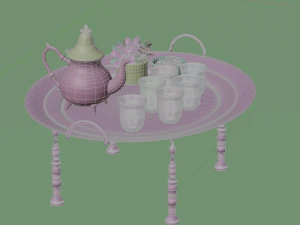 The Moroccan Tea Set with sugar and Mint 3D Model