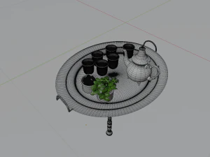 The Moroccan Tea Set with sugar and Mint 3D Model