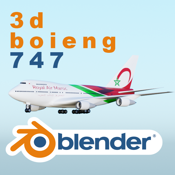 Airplane Boeing 747 Modello 3D .c4d .max .obj .3ds .fbx .stl .blend