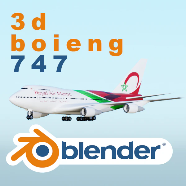 Airplane Boeing 747 3D Model .c4d .max .obj .3ds .fbx .stl .blend 