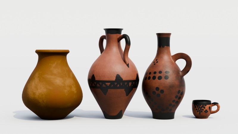 3D Moroccan traditional Jugs and cup design 3D 模型 .c4d .max .obj .3ds .fbx .stl .blend