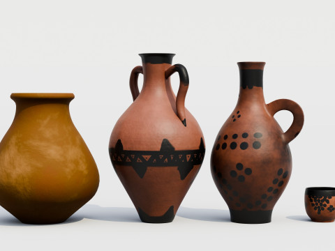 3D Moroccan traditional Jugs and cup design 3D मॉडल