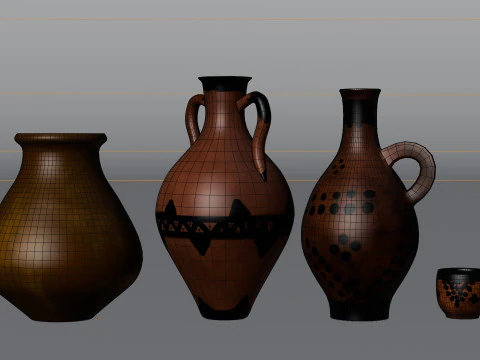 3D Moroccan traditional Jugs and cup design 3D Model