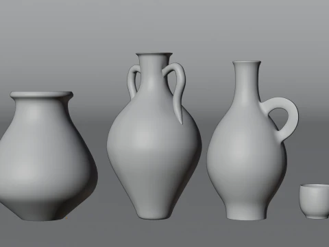 3D Moroccan traditional Jugs and cup design 3D Model