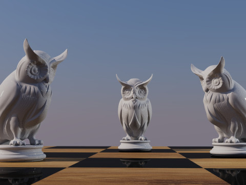 Owl - chess piece 3D Baskı Modeli