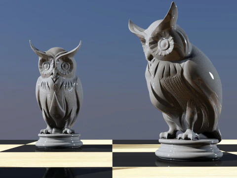 Gufo - pezzo degli scacchi Modello di stampa 3D