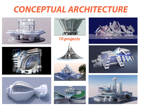Conceptual Architecture collection 10 projects 3D Model