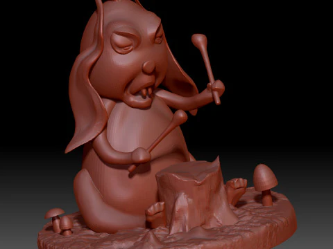 Drummer Rabbit - 3D Printable Model 3D Print Model