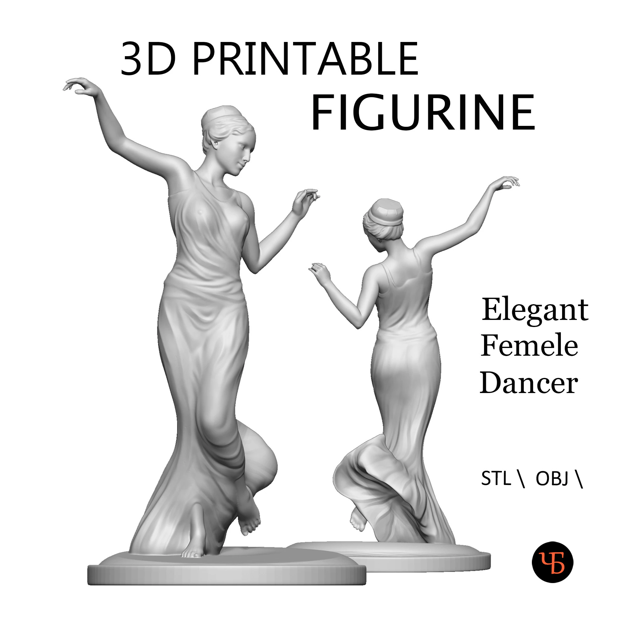 Elegant Female Dancer Figurine 3D Printable STL 3D Print Model .c4d .max .obj .3ds .fbx .stl .blend 