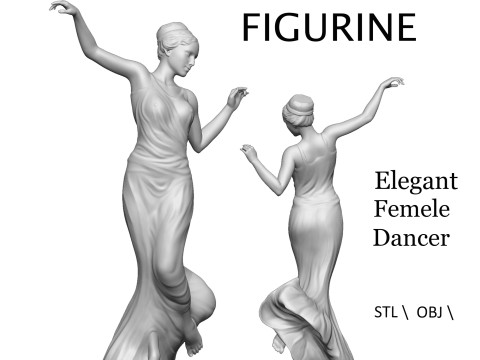 Elegant Female Dancer Figurine 3D Printable STL 3D 프린트 모델