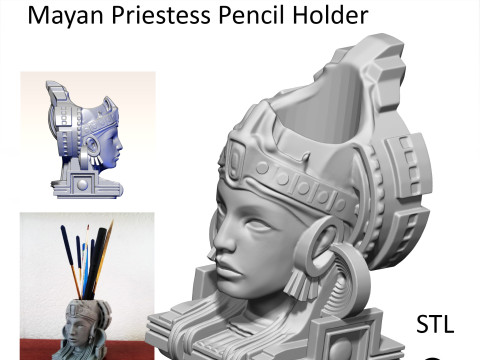 Mayan Priestess Pencil Holder 3D Printable 3D Принт Модель