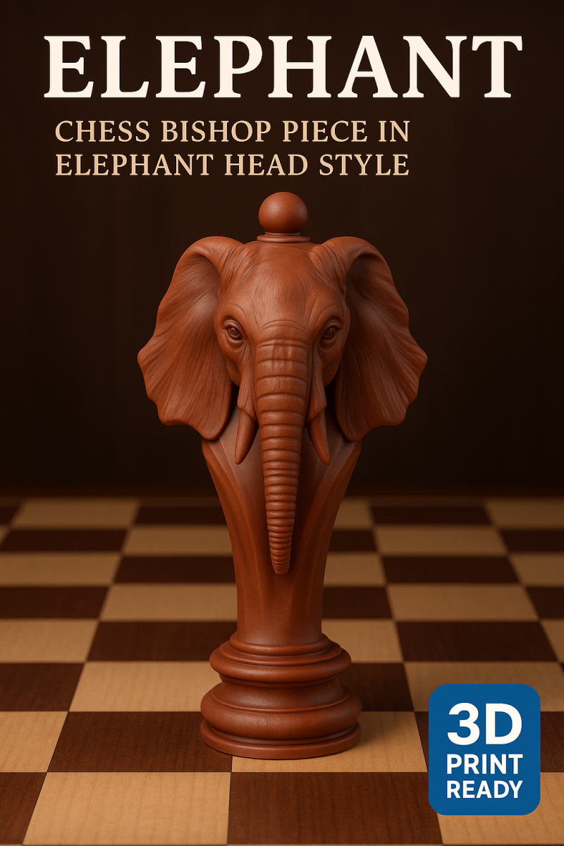Elephant Chess Bishop Piece in Elephant Head Style 3D 打印模型 .c4d .max .obj .3ds .fbx .stl .blend