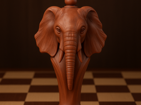 Elephant Chess Bishop Piece in Elephant Head Style Modello di stampa 3D