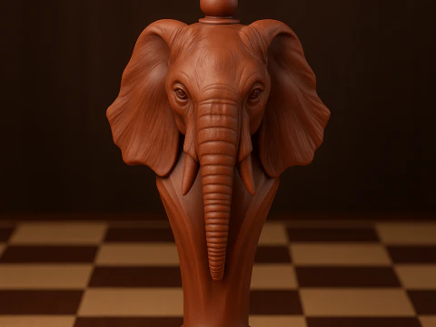 हाथी के सिर की शैली में हाथी शतरंज बिशप का टुकड़ा 3D प्रिंट मॉडल
