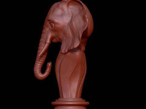 Elephant Chess Bishop Piece in Elephant Head Style 3D 打印模型