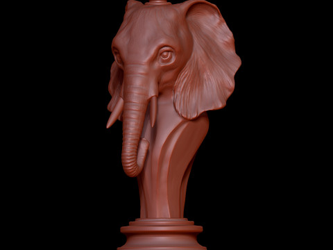 Elephant Chess Bishop Piece in Elephant Head Style 3D 打印模型