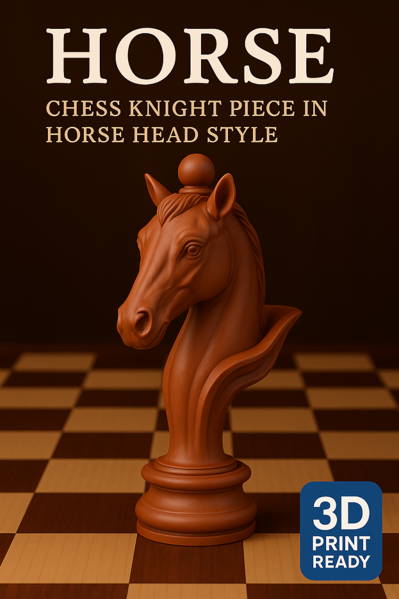 Knight chess piece in horse head style 3D Baskı Modeli .c4d .max .obj .3ds .fbx .stl .blend
