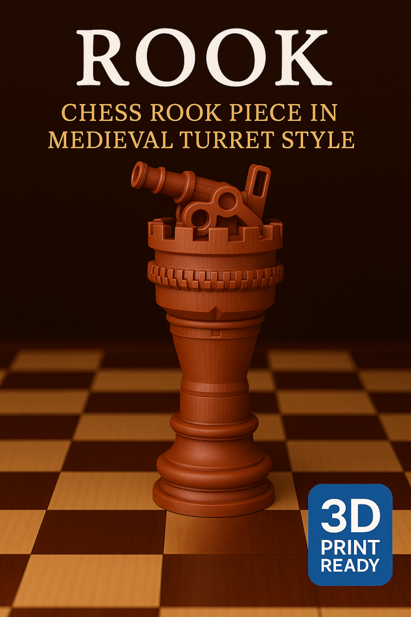 Rook Chess Piece in Artillery Tower Style Modello di stampa 3D .c4d .max .obj .3ds .fbx .stl .blend 