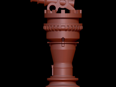 Rook Chess Piece in Artillery Tower Style Modello di stampa 3D