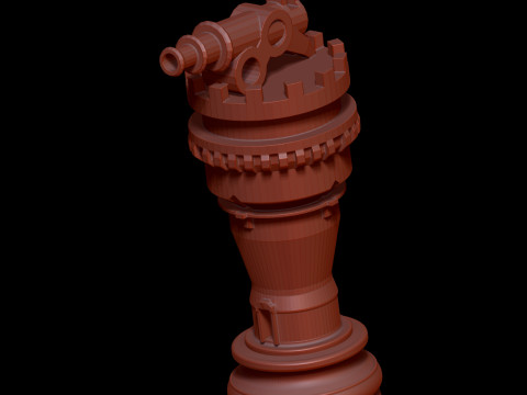 Rook Chess Piece in Artillery Tower Style Modello di stampa 3D