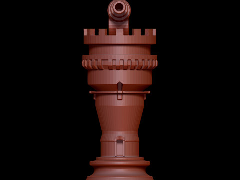Rook Chess Piece in Artillery Tower Style Modello di stampa 3D