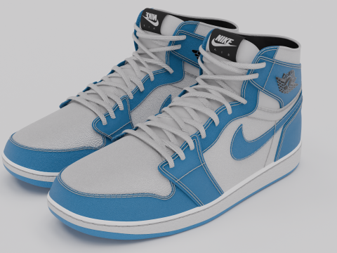 Nike Air Jordan 1 White Light Blue 3D Model in Giyim 3DExport