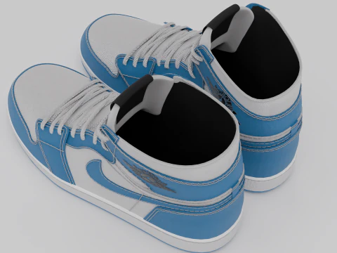 Nike Air Jordan 1 White-Light Blue 3D Model