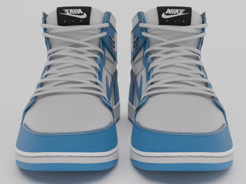 Nike Air Jordan 1 White-Light Blue 3D Model