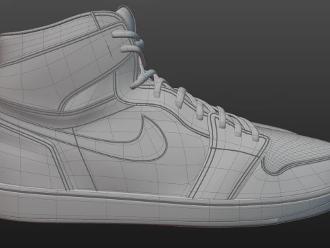 Nike Air Jordan 1 White-Light Blue 3D Model