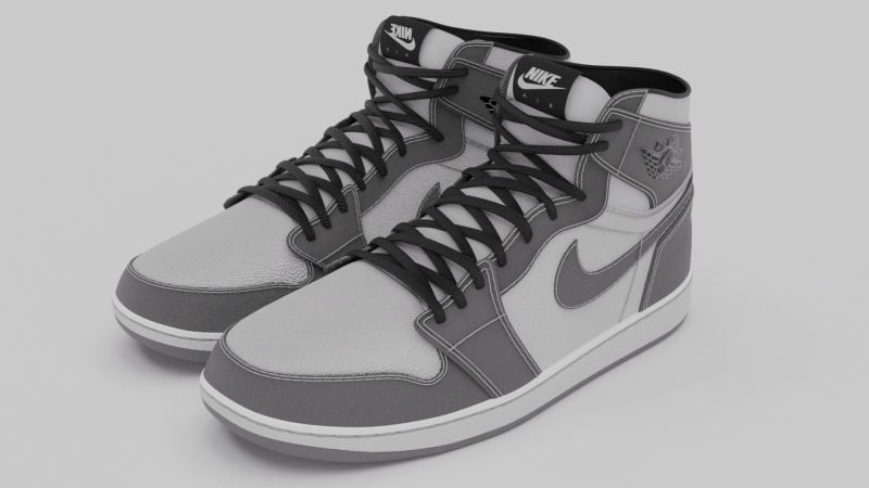 Nike Air Jordan 1 White-Grey Model 3D .c4d .max .obj .3ds .fbx .stl .blend 