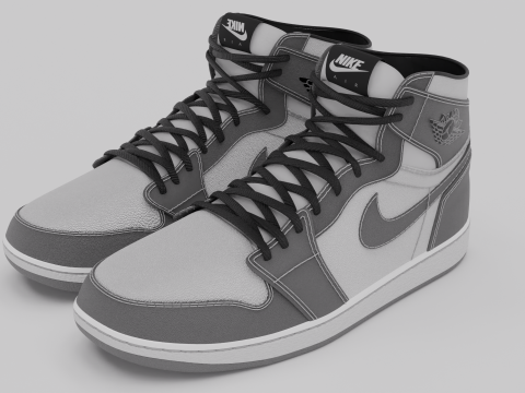 Nike Air Jordan 1 White-Grey Model 3D