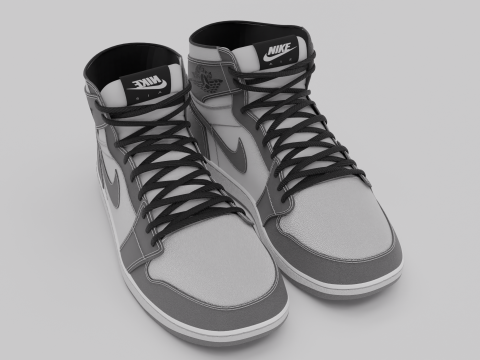Nike Air Jordan 1 White-Grey Model 3D