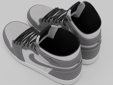 Nike Air Jordan 1 White-Grey Model 3D