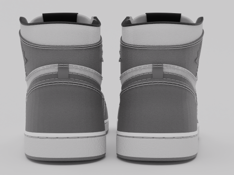 Nike Air Jordan 1 White-Grey Model 3D