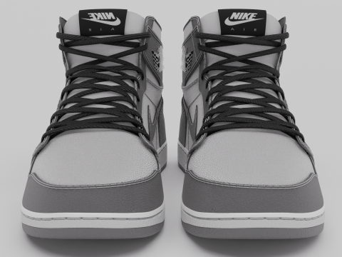 Nike Air Jordan 1 White-Grey Model 3D