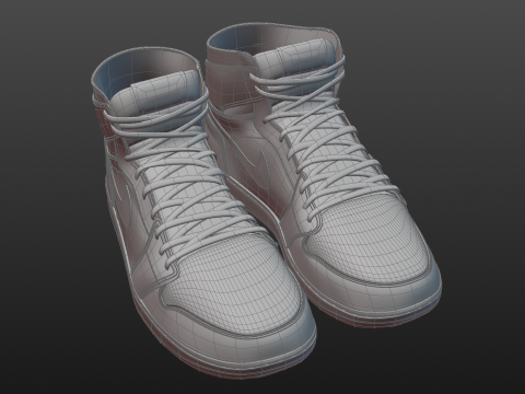 Nike Air Jordan 1 White-Grey Model 3D