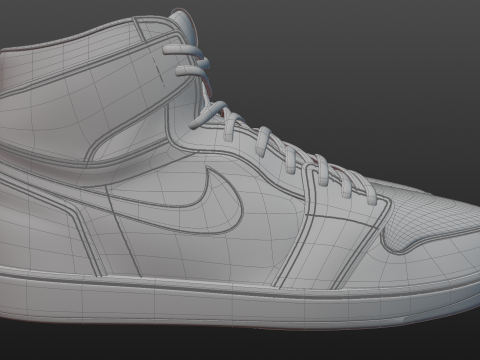 Nike Air Jordan 1 White-Grey Model 3D