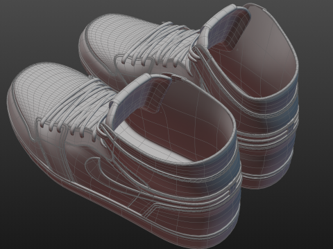 Nike Air Jordan 1 White-Grey Model 3D