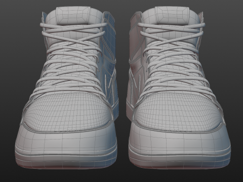Nike Air Jordan 1 White-Grey Model 3D