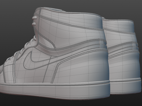 Nike Air Jordan 1 White-Grey Model 3D