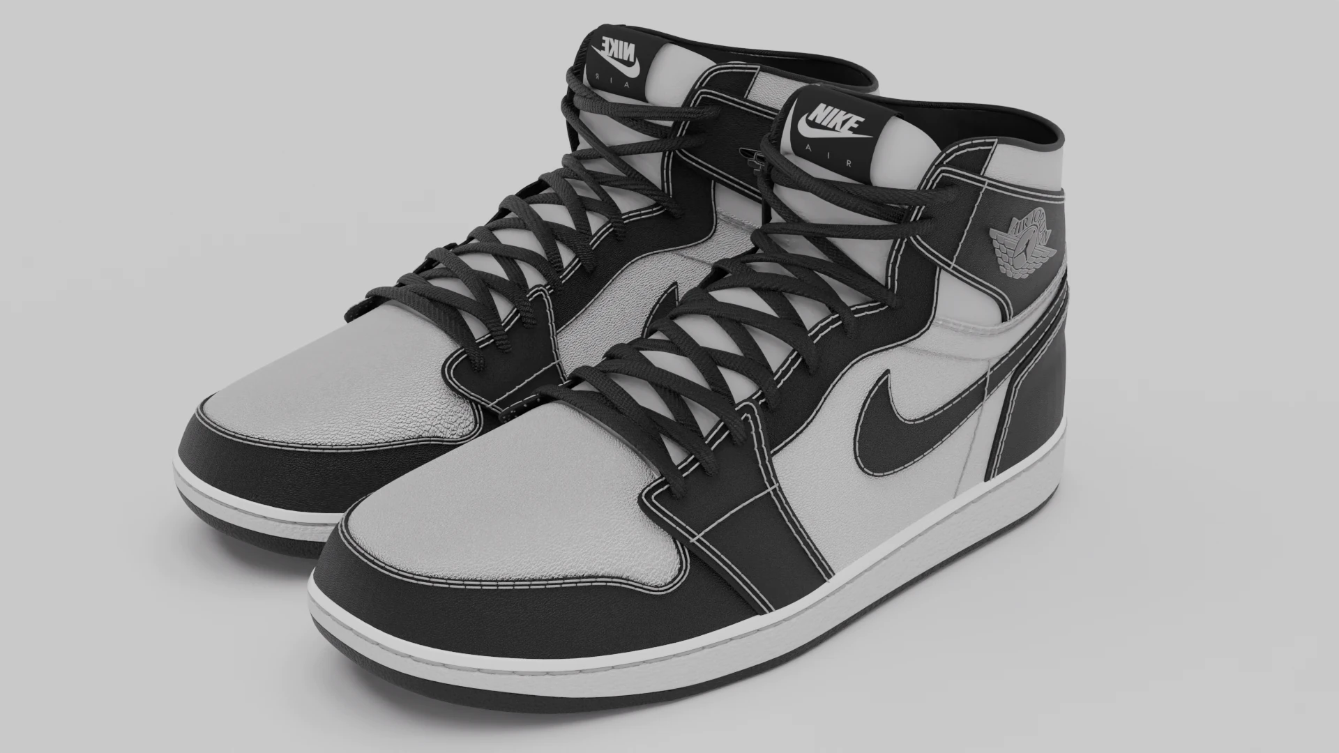 Pack of Nike Air Jordan 1 sneakers 3D Model .c4d .max .obj .3ds .fbx .stl .blend 
