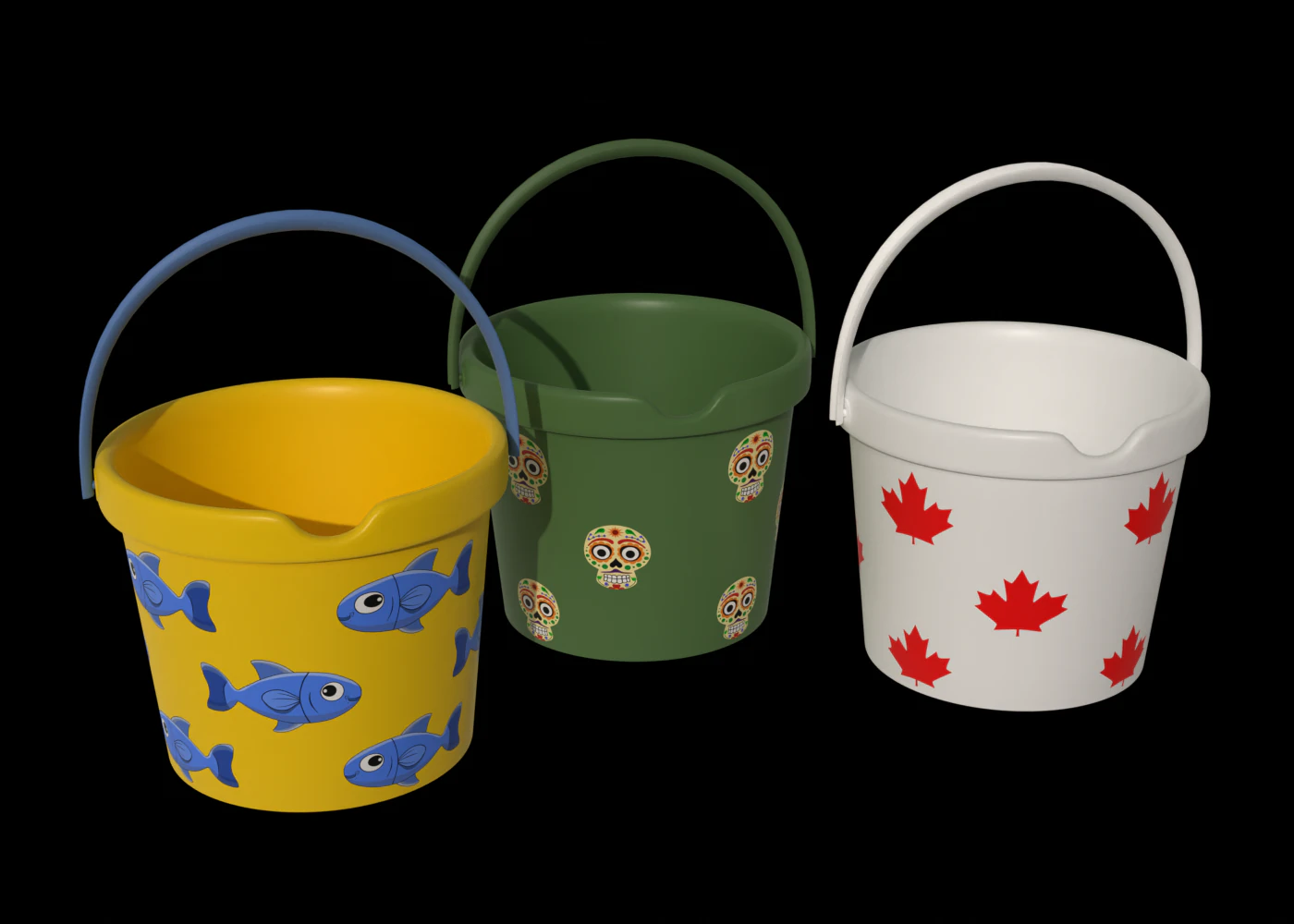 Kids Bucket Collection 3D Model .c4d .max .obj .3ds .fbx .stl .blend