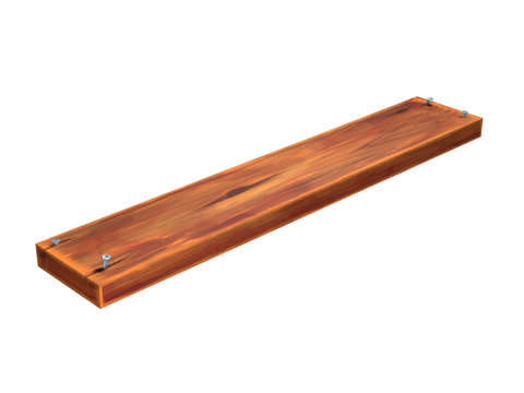 Hand Painted Wooden Plank With Nails 3D Model