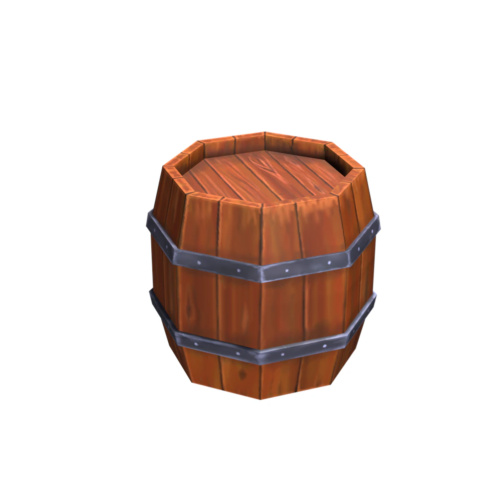 Hand Painted Wooden Barrel 3D Model .c4d .max .obj .3ds .fbx .stl .blend