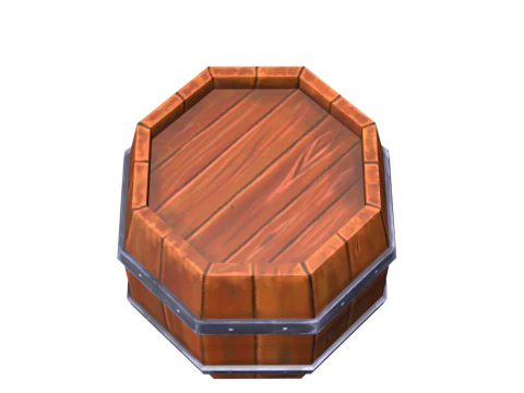 Hand Painted Wooden Barrel 3D Model