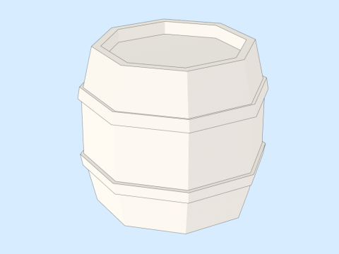 Hand Painted Wooden Barrel 3D 모델