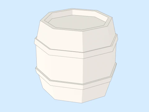 Hand Painted Wooden Barrel 3D Model