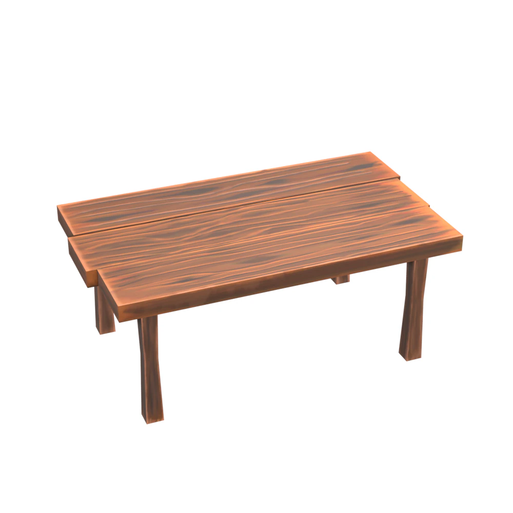 Hand Painted Wooden Table 3D Model .c4d .max .obj .3ds .fbx .stl .blend